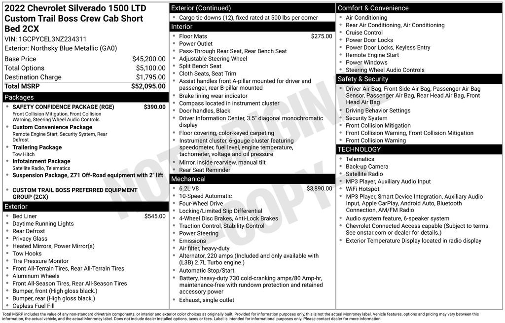 Used 2022 Chevrolet Silverado 1500 Custom Trail Boss w/ Safety Confidence Package AWD/4WD image 5