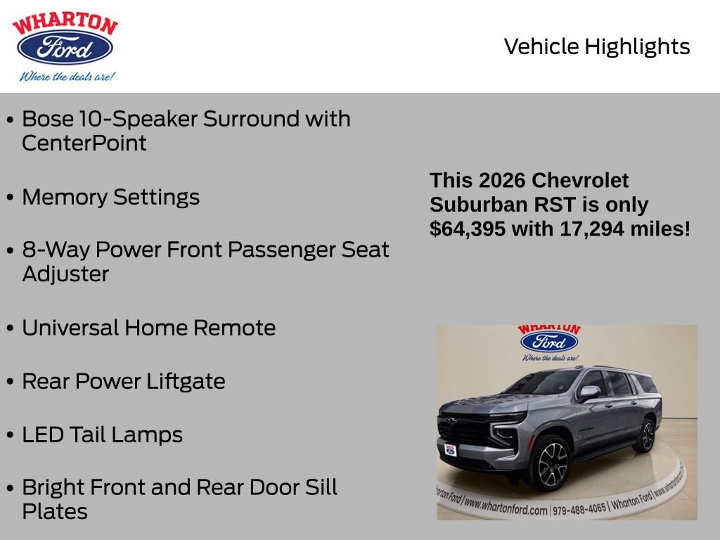 Used 2026 Chevrolet Suburban RST w/ Comfort Package RWD image 26