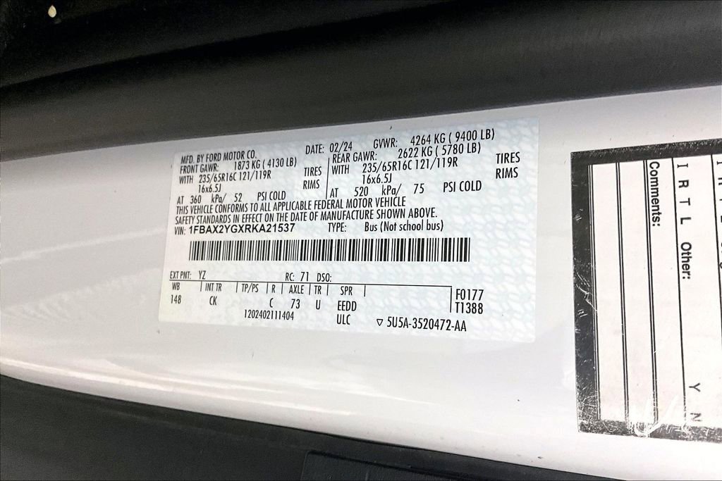 Certified 2024 Ford Transit 350 XLT RWD image 26