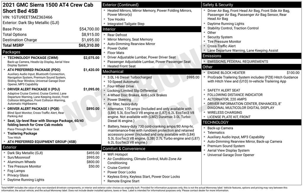 Used 2021 GMC Sierra 1500 AT4 w/ Technology Package image 5