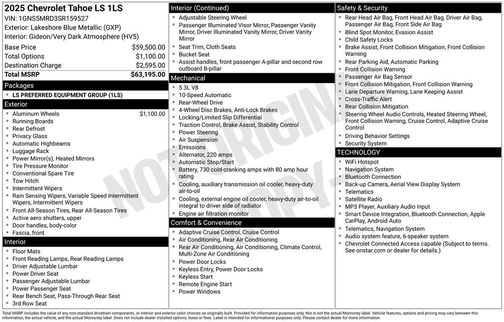Used 2025 Chevrolet Tahoe LS RWD image 48