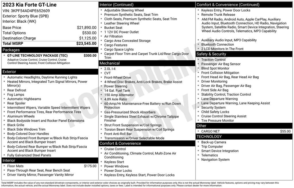 Used 2023 Kia Forte GT-Line w/ GT-Line Technology Package FWD image 3