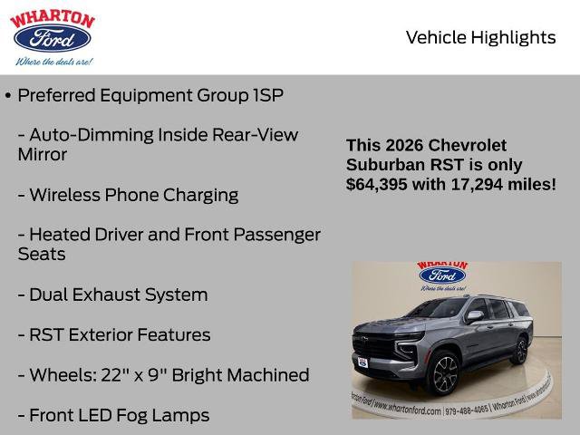 Used 2026 Chevrolet Suburban RST w/ Comfort Package RWD image 11