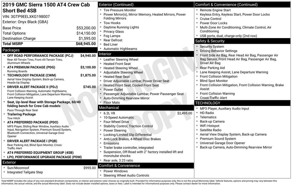 Used 2019 GMC Sierra 1500 AT4 w/ Off Road Performance Package AWD/4WD image 5