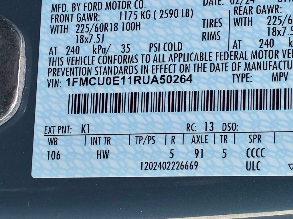 Certified 2024 Ford Escape SE FWD image 58