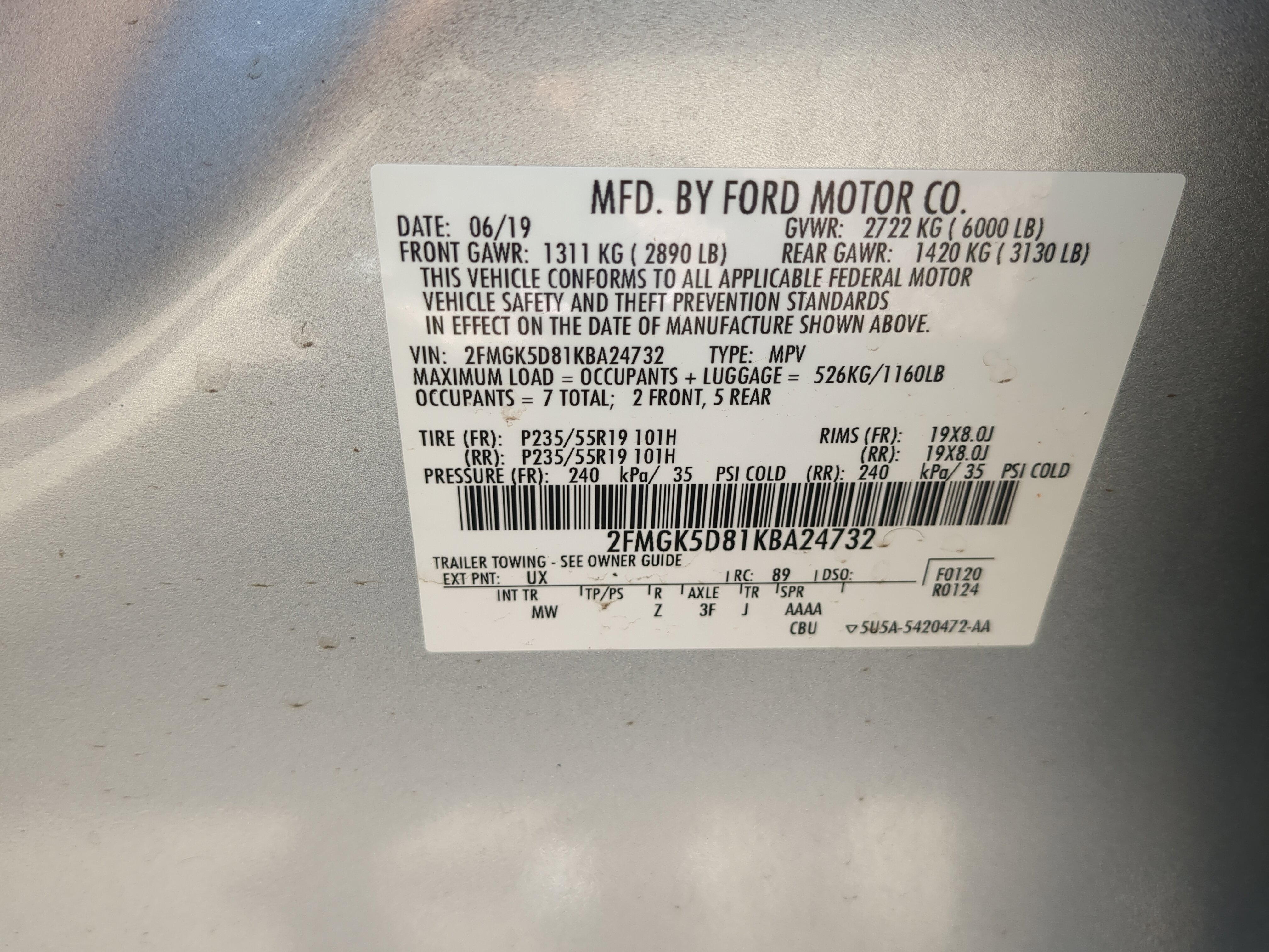 Certified 2019 Ford Flex Limited w/ Class III Trailer Tow Package FWD image 27