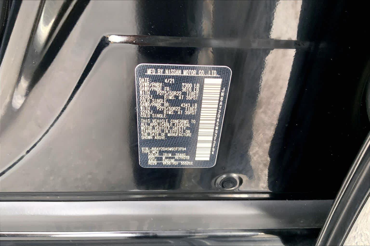 Used 2021 Nissan Armada Platinum w/ Captain's Chairs Package RWD image 34