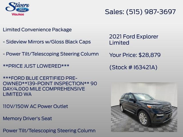 Certified 2021 Ford Explorer Limited w/ Equipment Group 301A AWD/4WD image 16