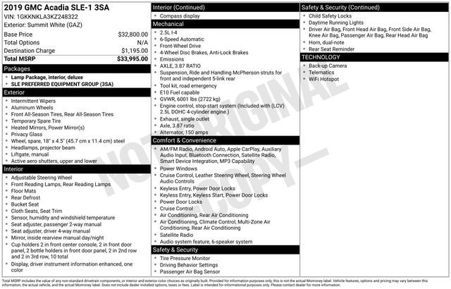 Used 2019 GMC Acadia SLE image 35