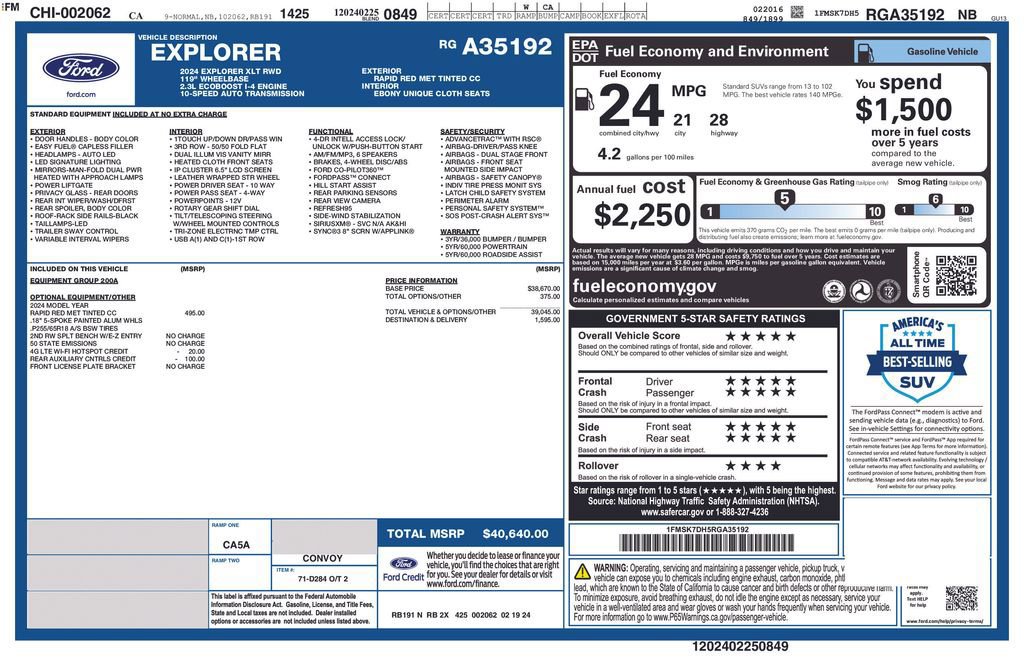 Certified 2024 Ford Explorer XLT image 33