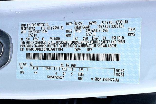 Certified 2022 Ford Escape SE AWD/4WD image 33
