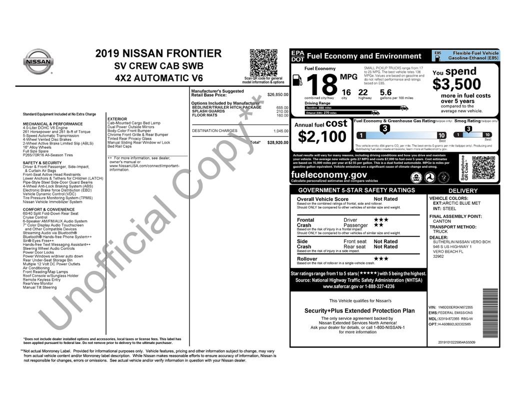 Used 2019 Nissan Frontier SV RWD image 5