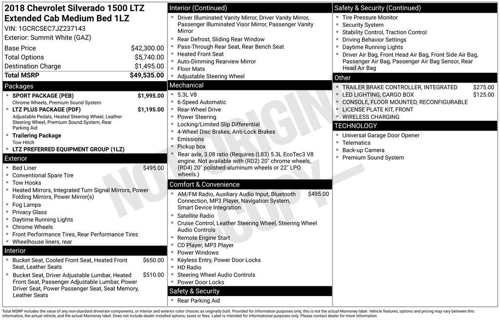 Used 2018 Chevrolet Silverado 1500 LTZ w/ Sport Package image 10