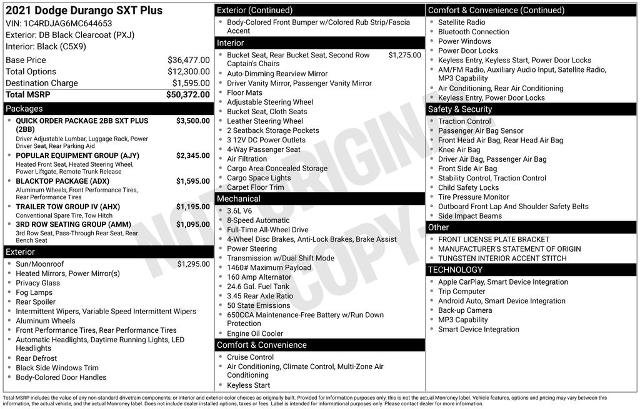 Used 2021 Dodge Durango SXT AWD/4WD image 26