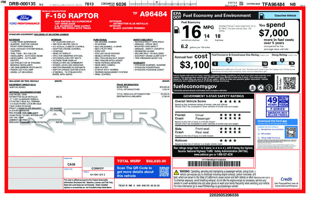 Certified 2026 Ford F150 Raptor AWD/4WD image 4