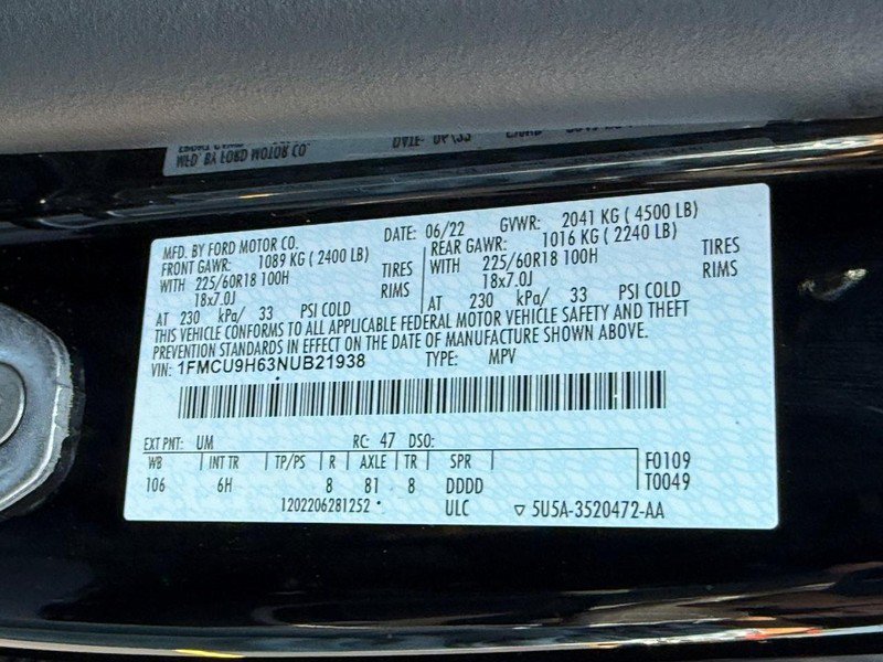 Certified 2022 Ford Escape SEL AWD/4WD image 31