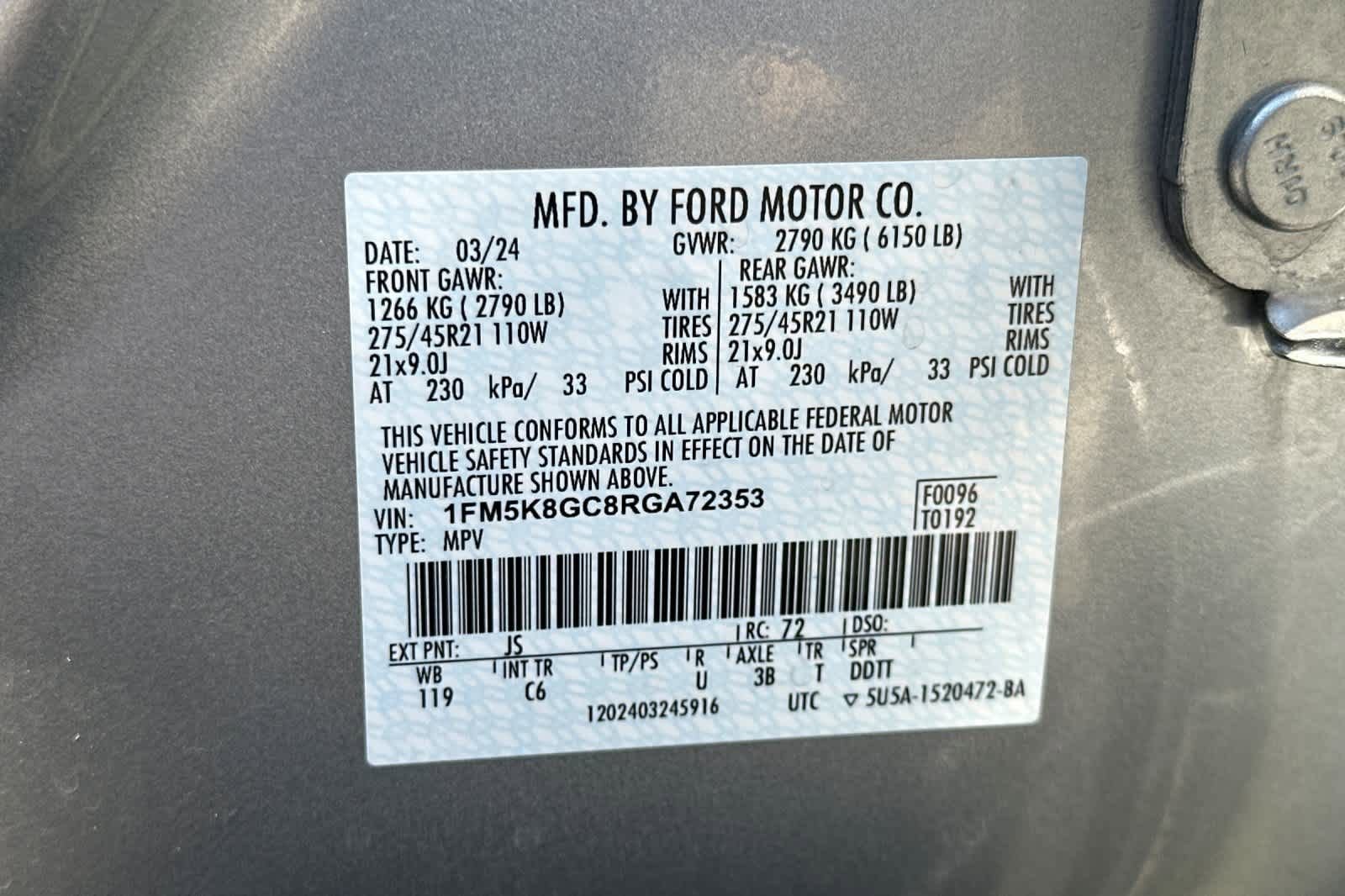 Certified 2024 Ford Explorer ST w/ Equipment Group 401A image 31