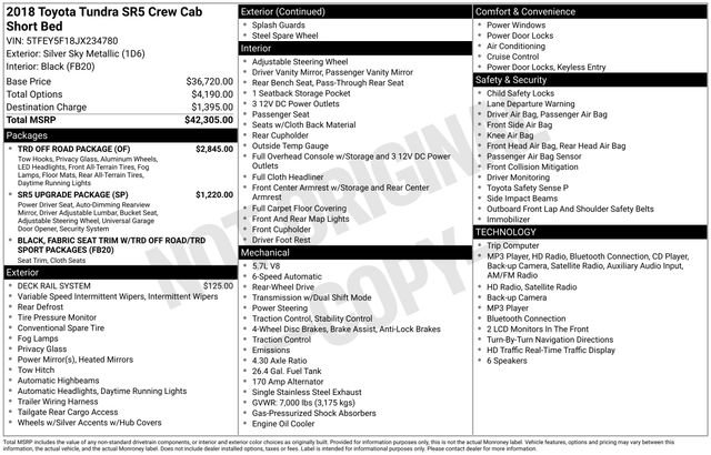 Used 2018 Toyota Tundra SR5 w/ TRD Off Road Package RWD image 6