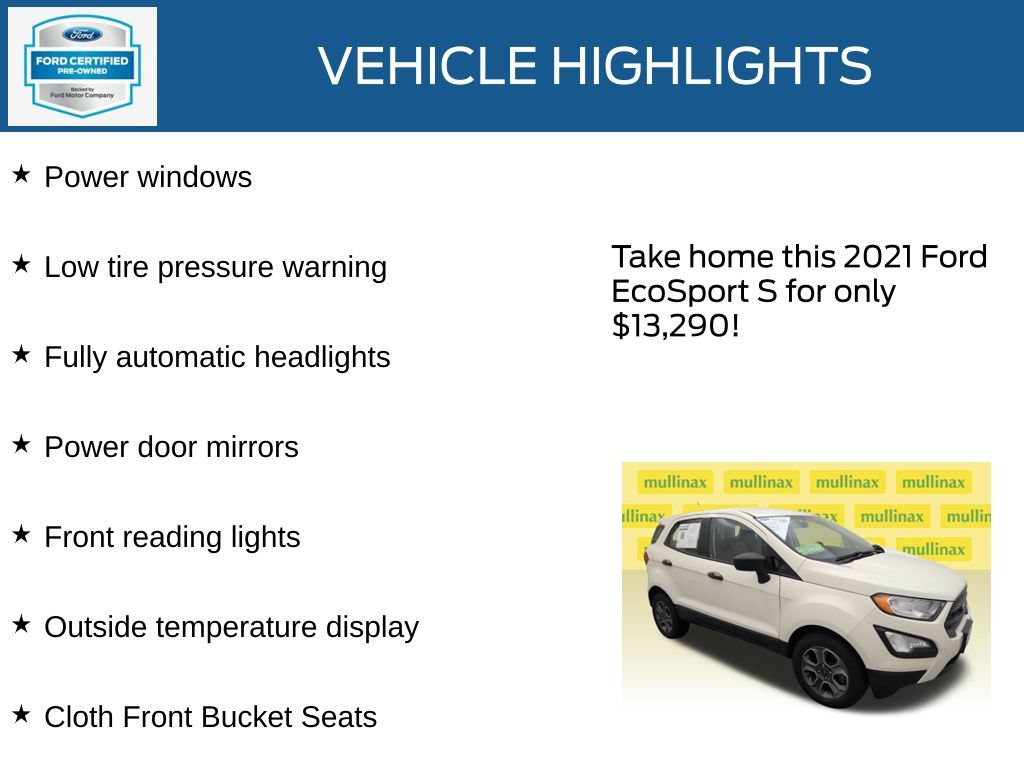 Certified 2021 Ford EcoSport S FWD image 23