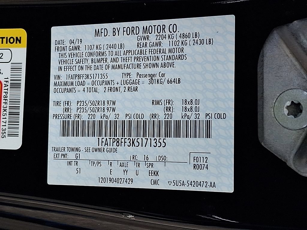 Certified 2019 Ford Mustang GT Premium w/ Equipment Group 401A RWD image 28