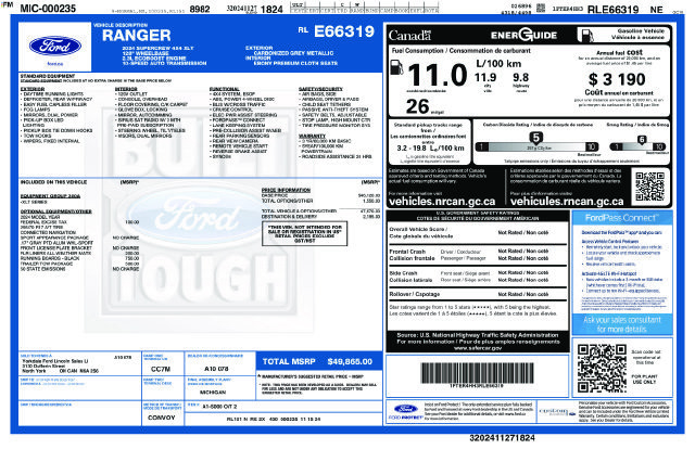 Certified 2024 Ford Ranger XLT w/ Trailer Tow Package AWD/4WD image 34