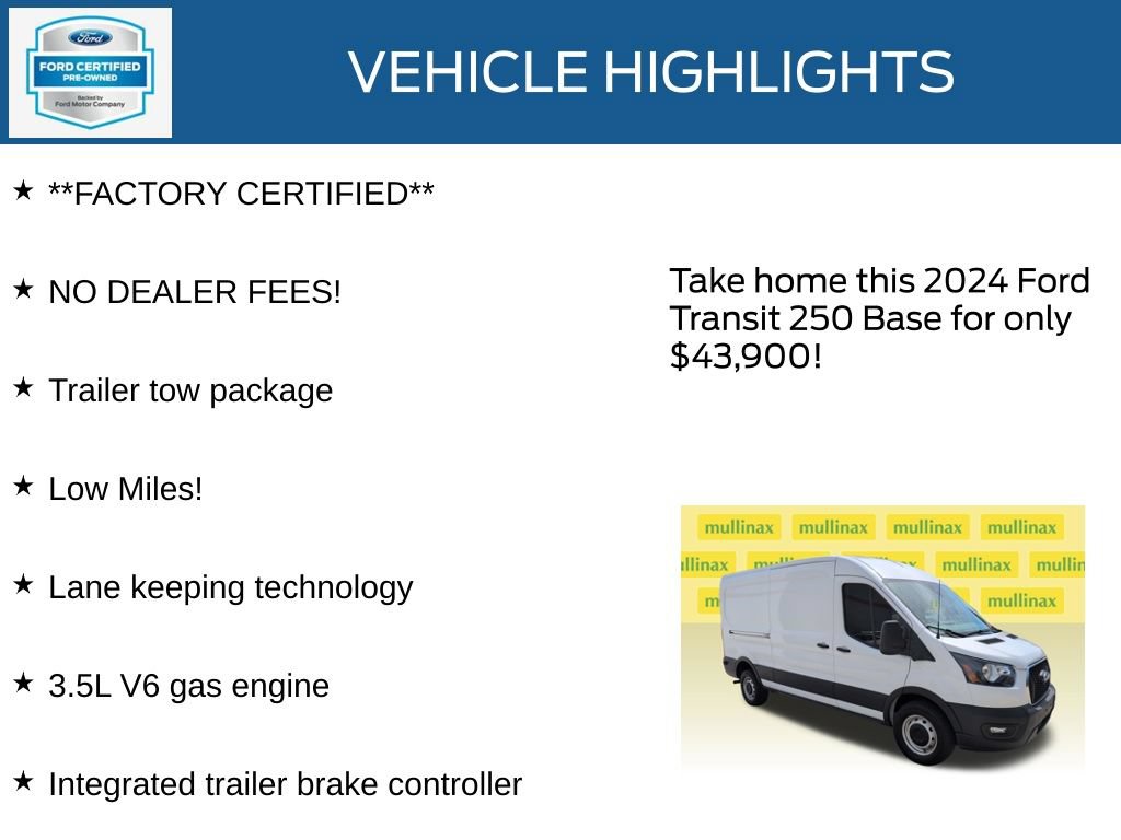 Certified 2024 Ford Transit 250 148 Medium Roof RWD image 12