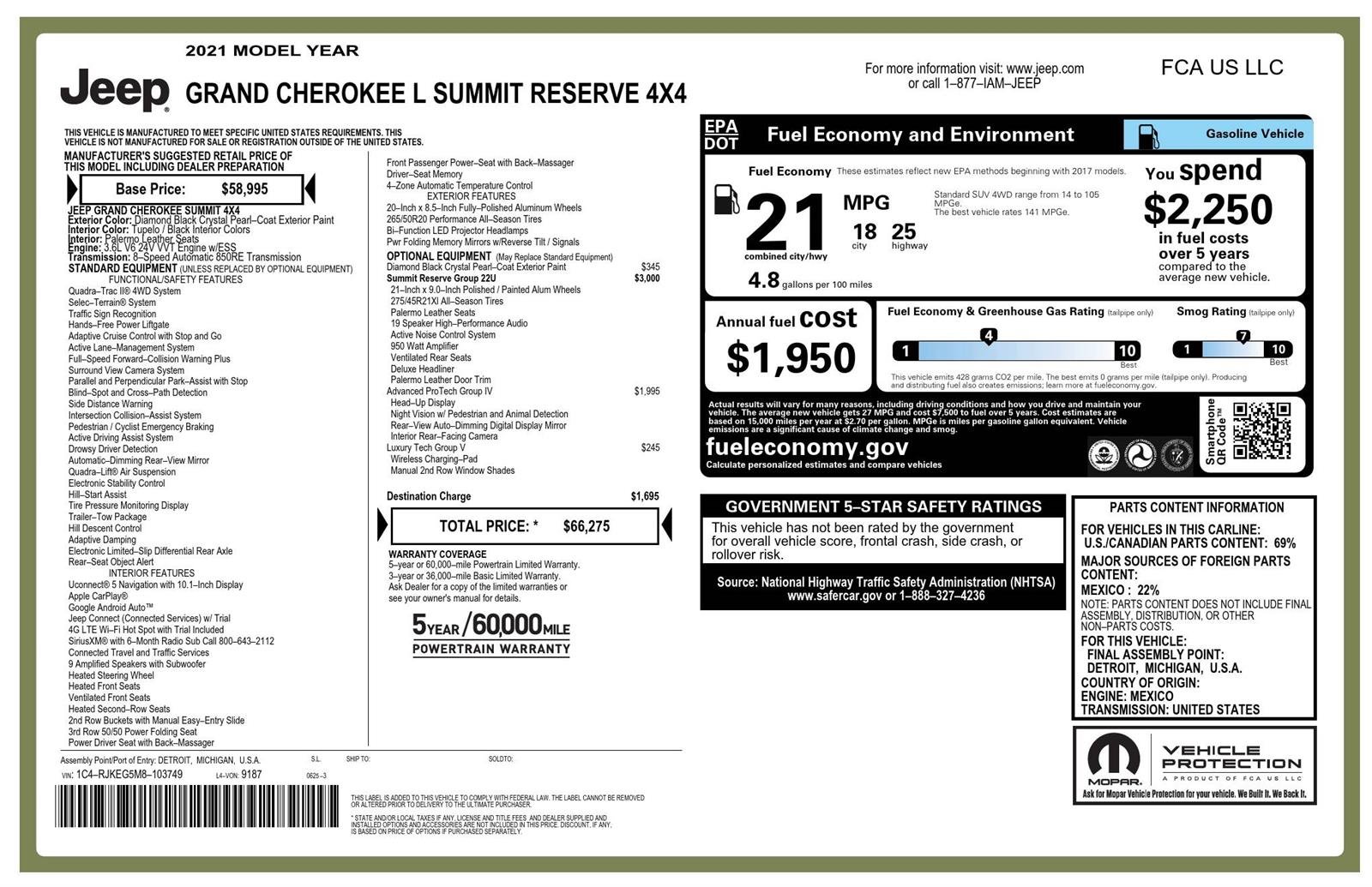 Used 2021 Jeep Grand Cherokee L Summit AWD/4WD image 22