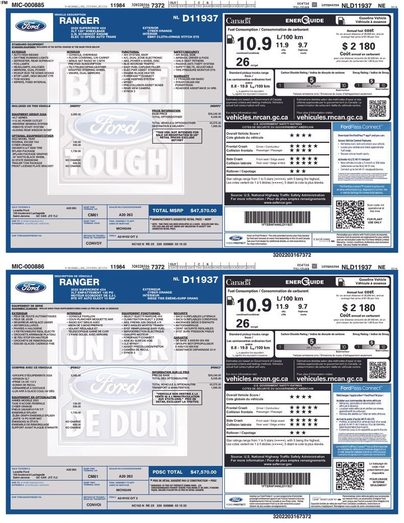 Certified 2022 Ford Ranger XLT w/ Equipment Group 302A High image 6