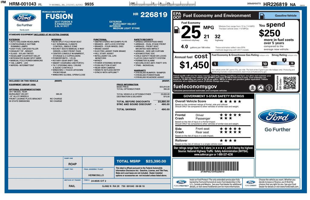 Certified 2017 Ford Fusion S image 10
