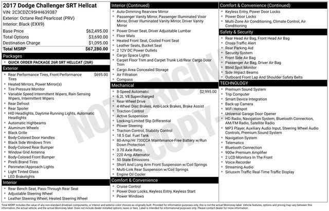 Used 2017 Dodge Challenger SRT Hellcat RWD image 2