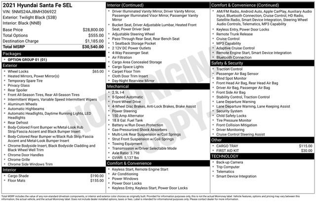 Used 2021 Hyundai Santa Fe SEL FWD image 34