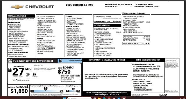 Used 2026 Chevrolet Equinox LT w/ Convenience Package II FWD image 4