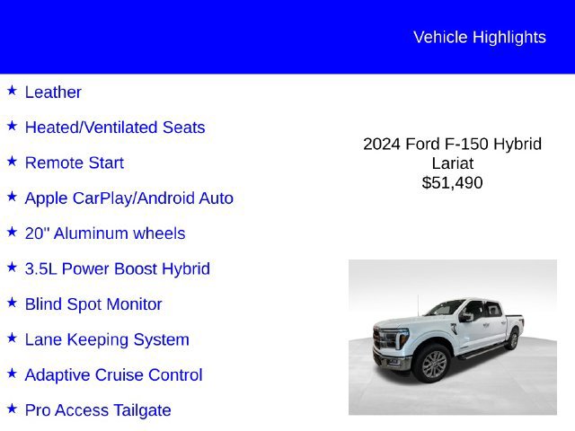 Certified 2024 Ford F150 Lariat w/ Bed Utility Package AWD/4WD image 3