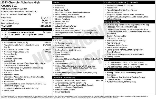 Used 2023 Chevrolet Suburban High Country w/ LPO, Illumination Package RWD image 6