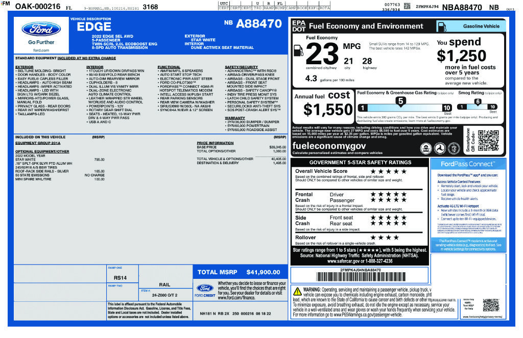 Certified 2022 Ford Edge SEL AWD/4WD image 38