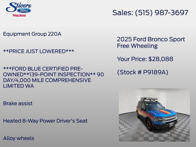 Certified 2025 Ford Bronco Sport Free Wheeling w/ Convenience Package AWD/4WD image 8
