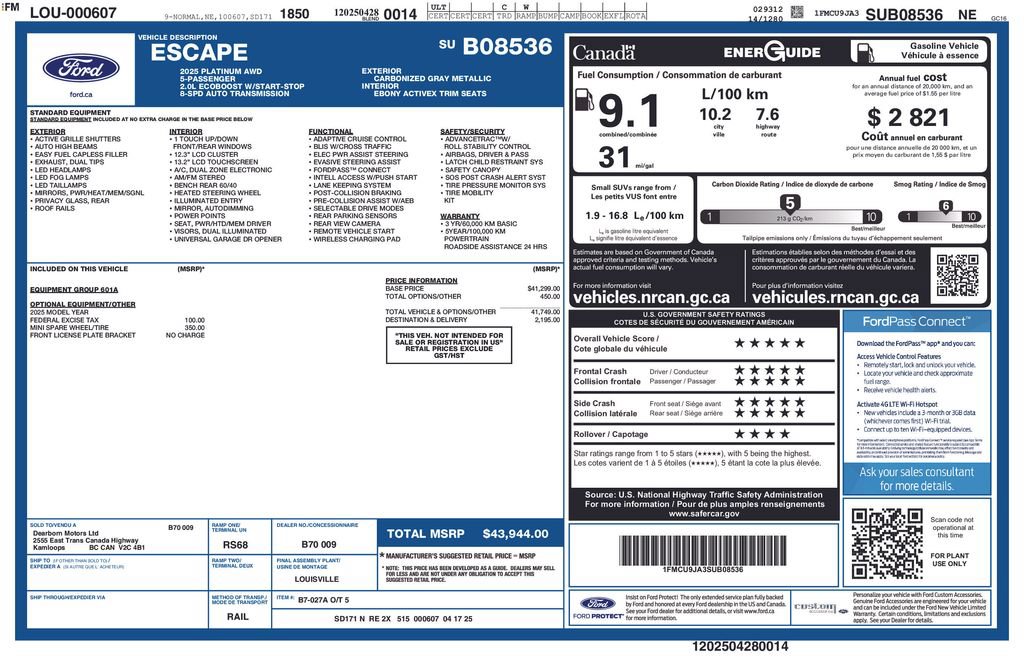 Certified 2025 Ford Escape Platinum AWD/4WD image 34