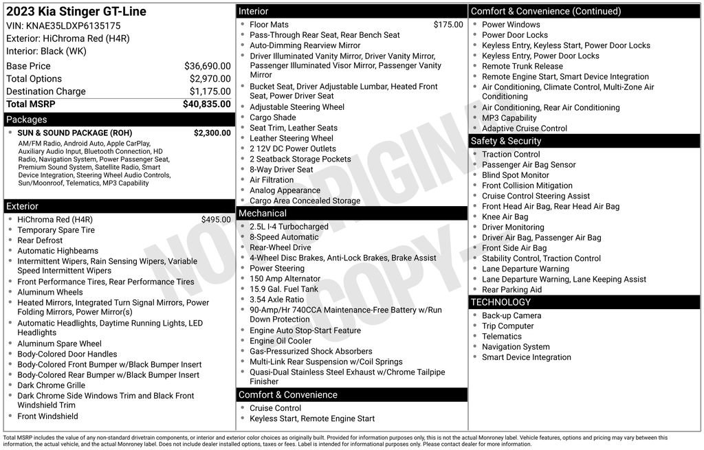 Used 2023 Kia Stinger GT-Line w/ Sun & Sound Package image 7