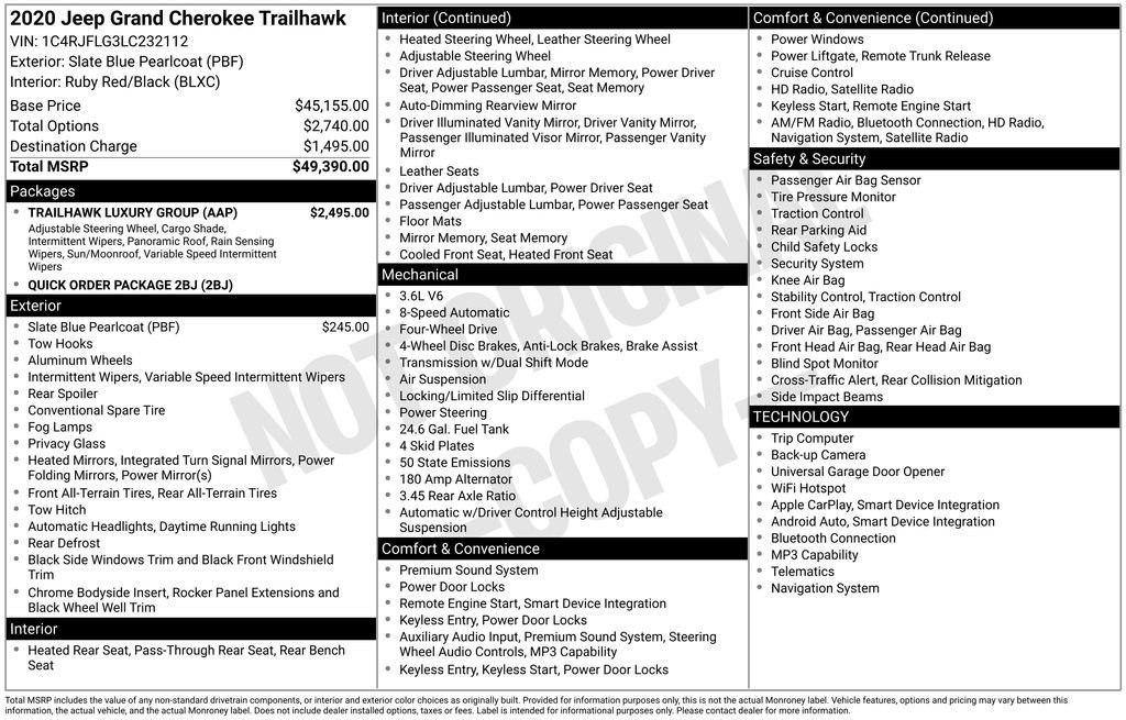 Used 2020 Jeep Grand Cherokee Trailhawk w/ Trailhawk Luxury Group image 7