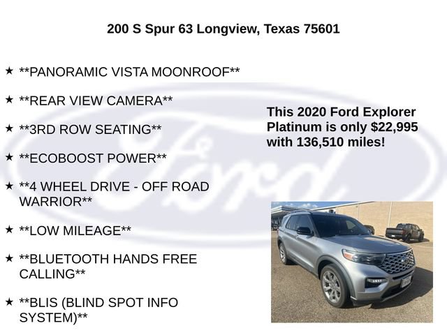 Certified 2020 Ford Explorer Platinum w/ Premium Technology Package AWD/4WD image 10