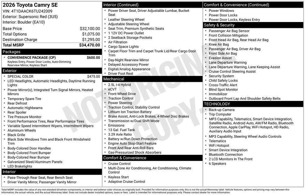 Used 2026 Toyota Camry SE w/ Convenience Package FWD image 27