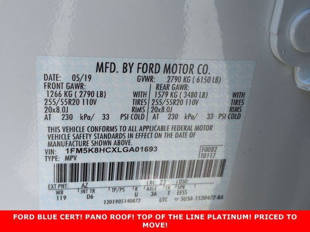 Certified 2020 Ford Explorer Platinum w/ Premium Technology Package AWD/4WD image 32