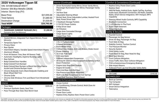 Used 2020 Volkswagen Tiguan SE w/ Panoramic Sunroof Package FWD image 5