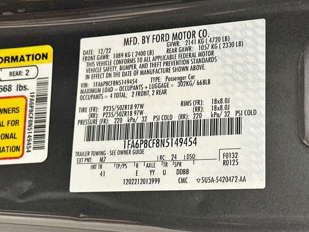 Certified 2022 Ford Mustang GT Premium w/ Ford Safe & Smart Package RWD image 22