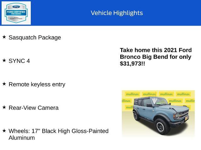 Certified 2021 Ford Bronco Big Bend w/ Sasquatch Package image 10