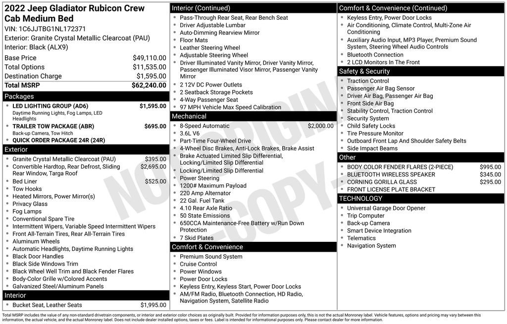 Used 2022 Jeep Gladiator Rubicon w/ LED Lighting Group image 34