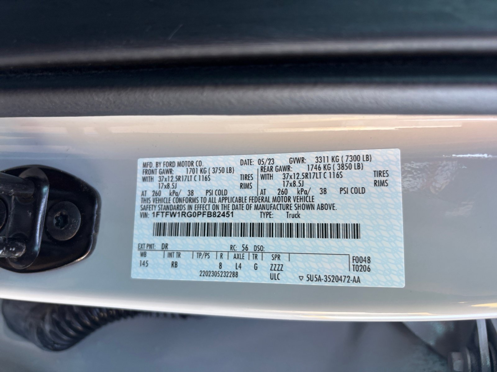 Certified 2023 Ford F150 Raptor w/ Raptor 37 Performance Package AWD/4WD image 16