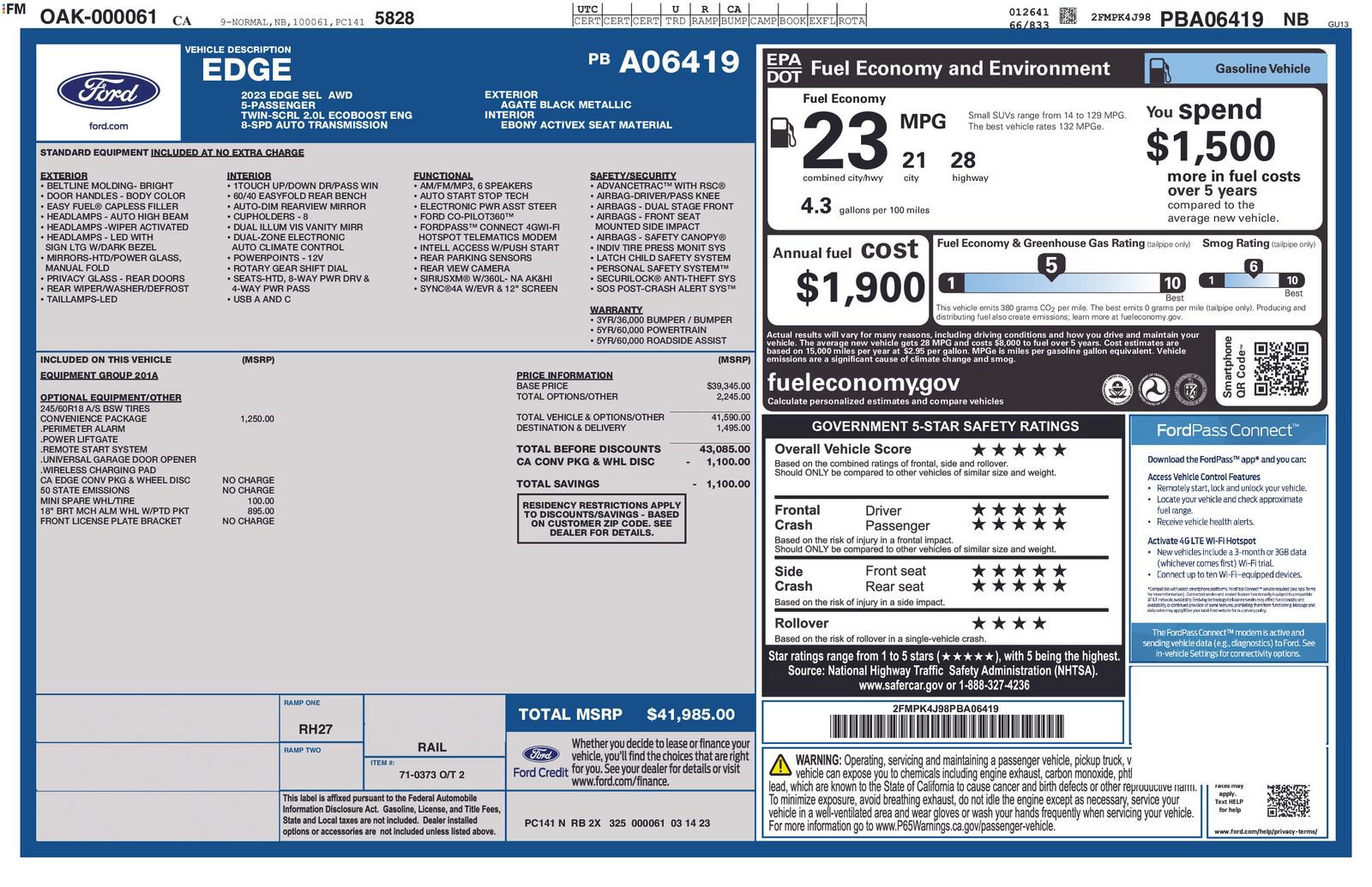 Certified 2023 Ford Edge SEL w/ Convenience Package AWD/4WD image 6
