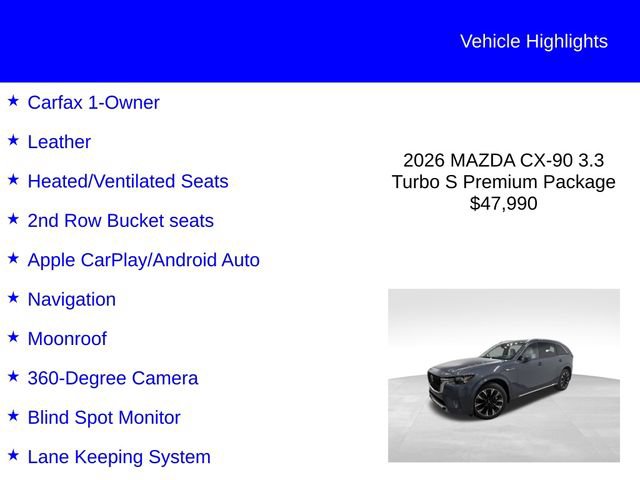 Used 2026 MAZDA CX-90 3.3 Turbo S w/ Premium Plus AWD/4WD image 2