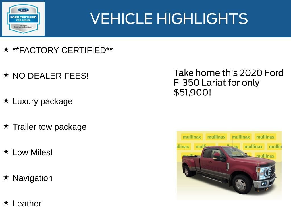 Certified 2020 Ford F350 Lariat w/ Lariat Value Package RWD image 12
